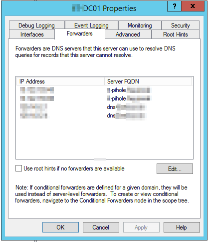 pihole_active_directory_forwarders
